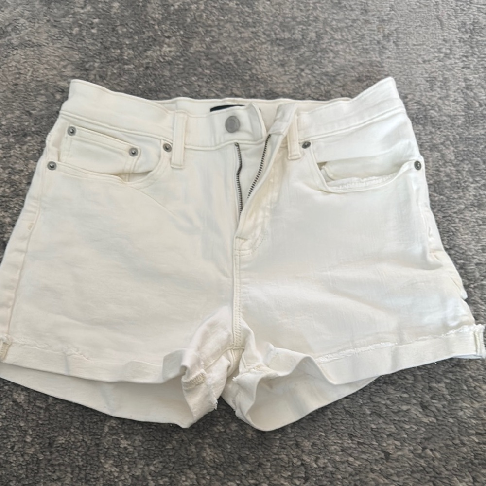 J. Crew Factory White Jean Shorts with Distressed Look